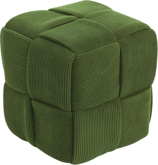 Ottoman Foot Rest Soft and Comfortable Ottoman Square Corduroy Woven Design Sofa Stool (Green)