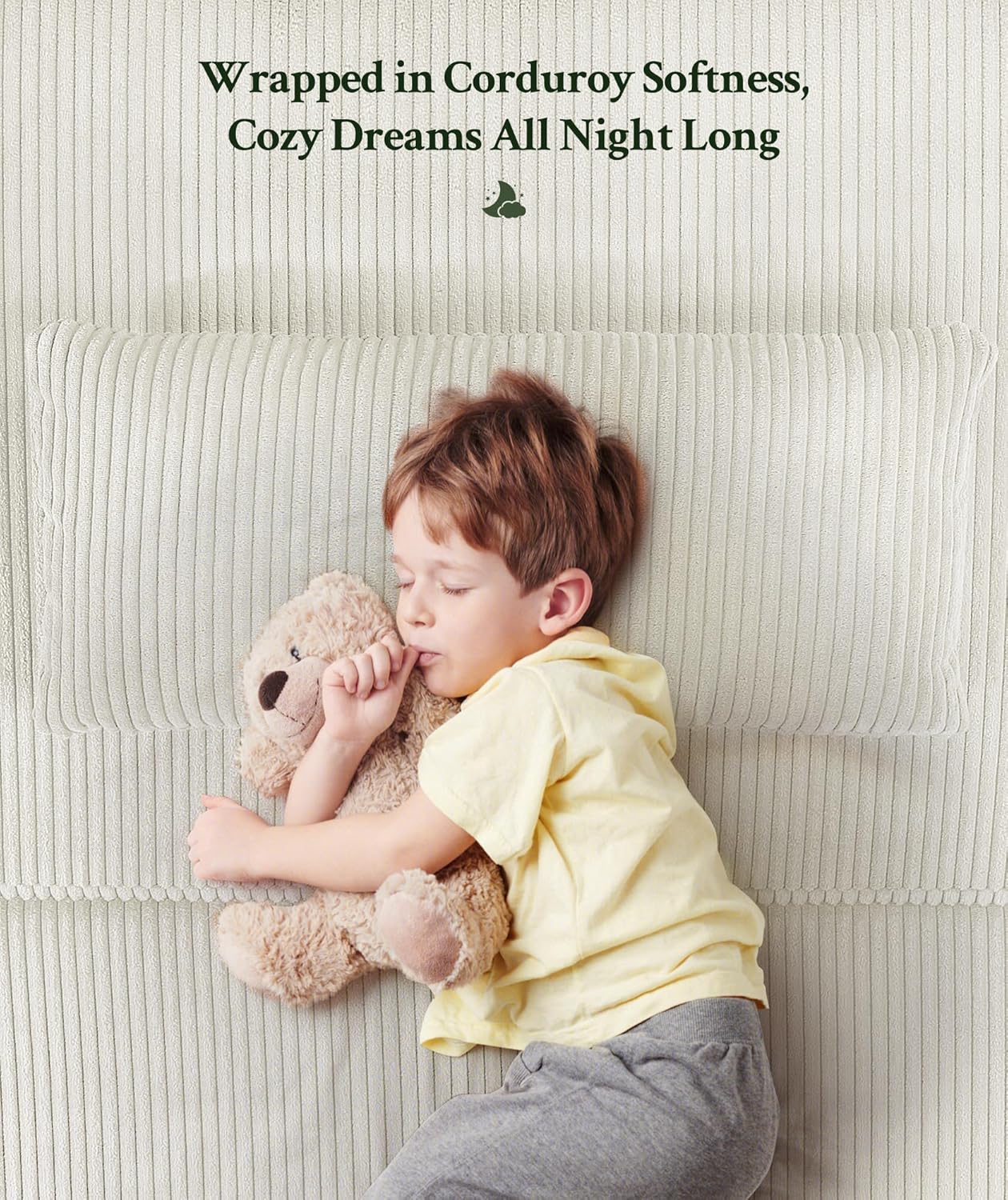 53” Convertible Sofa Bed Couch, Corduroy Couch Bed, 6-Position Loveseat Sleeper Sofa, Love Seat Sleeper Bed 23.6" Extra Deep Seat, Modern Couches for Living Room/Apartment/Home/Office, Beige