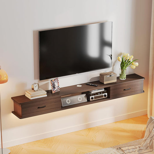 Floating TV Stand with 2 Doors,47'' Wall-Mounted TV Console,Floating TV Cabinet,Floating Console Shelf,Wall Mounted TV Cabinet(Walnut)