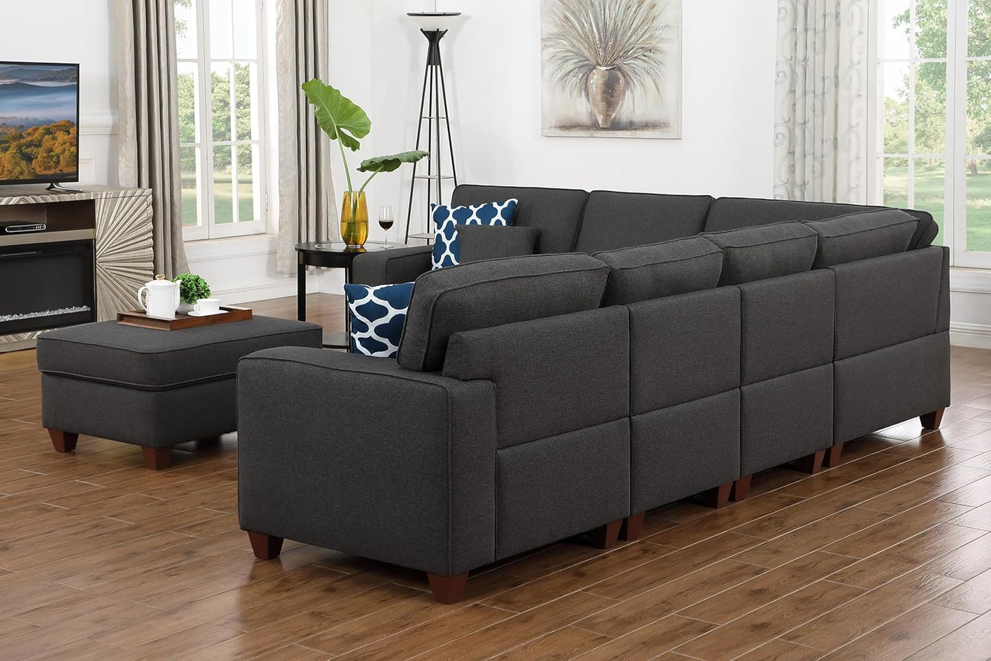 Devion Furniture Philly Sectional Modular Sofa with Ottoman for Living Room, Apartment, Bedroom, Office, Dorm