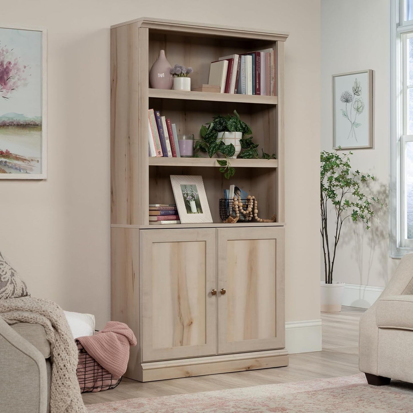 Sauder Miscellaneous Storage Library, Pacific Maple Finish