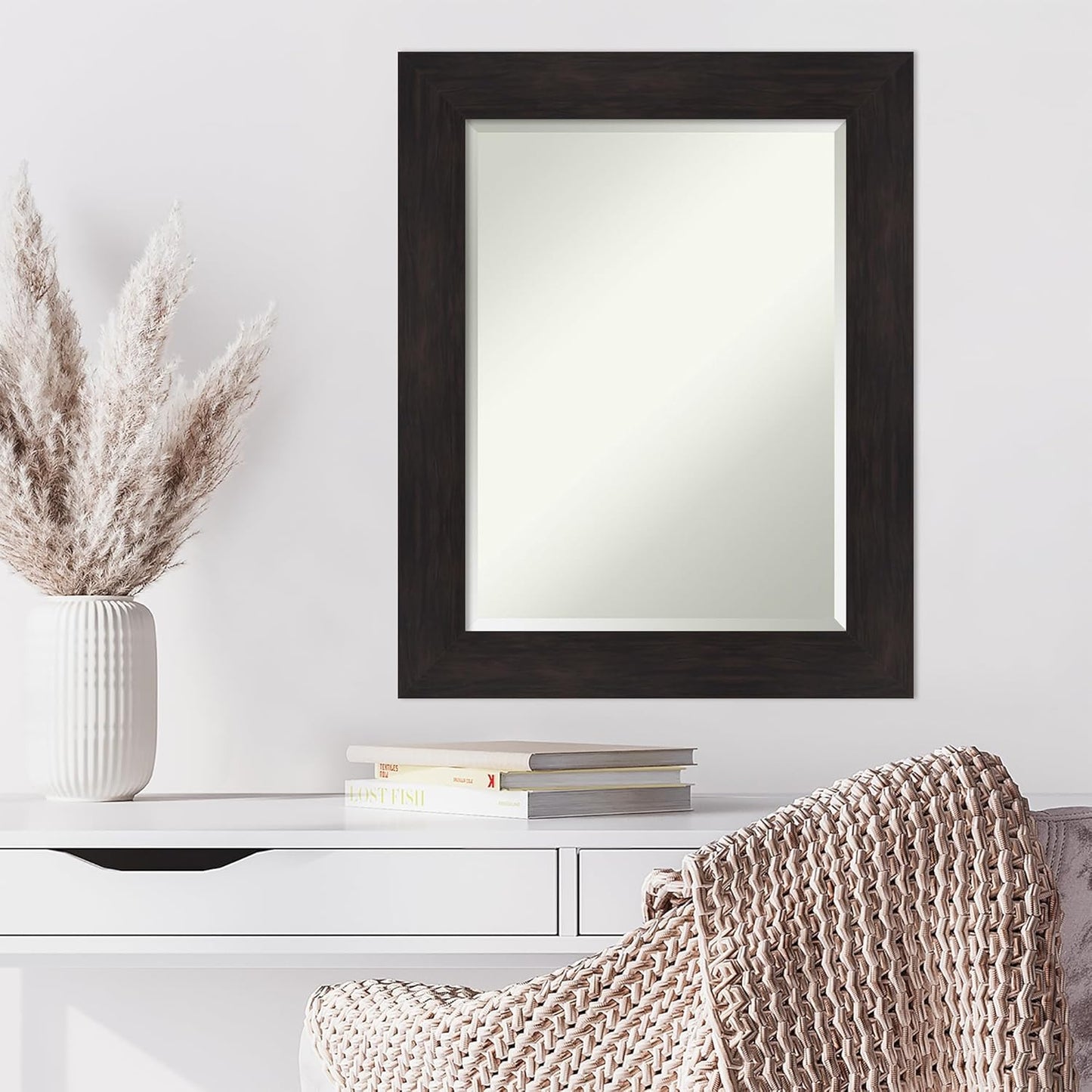 Amanti Art Brown Wall Mirror 30x24 Furniture Espresso Rectangle Bathroom Mirror for Wall Decor Living Room, Medium Casual Frame, Hangs Horizonally and Vertically, Bathroom Decor, Beveled Edge from WI