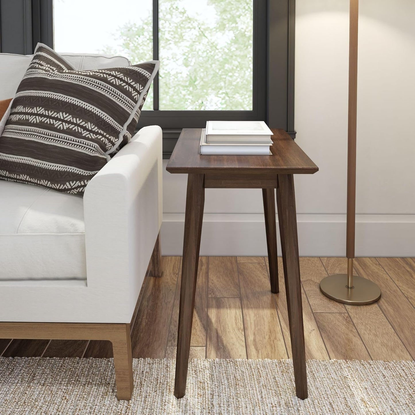 Plank+Beam Mid Century Modern Rectangular Side Table, End Table for Living Room, Wooden Bedside Table, Small End Table for Office Space, Walnut