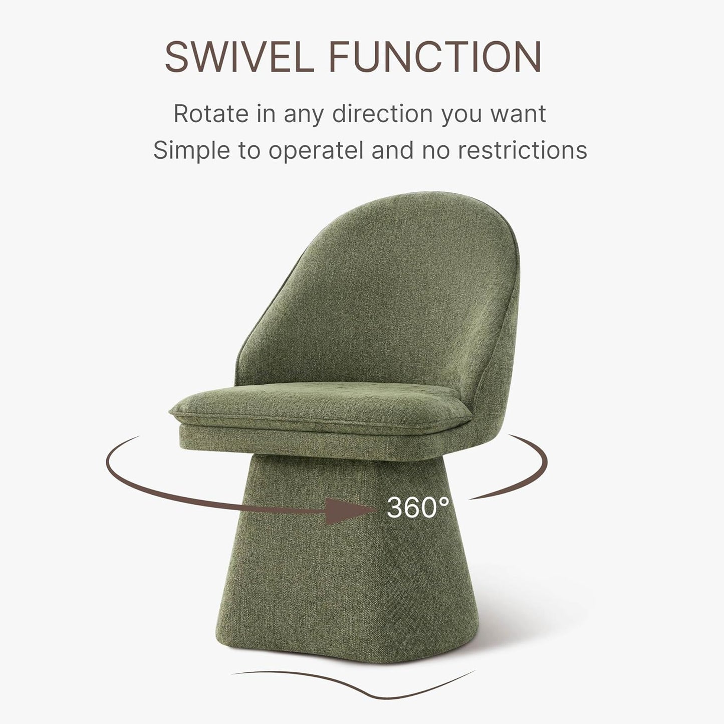 Swivel Dining Chairs Modern Desk Chair Upholstered Linen Fabric Side Chair for Kitchen Dining Room Bedroom,Moss Green,4 Box