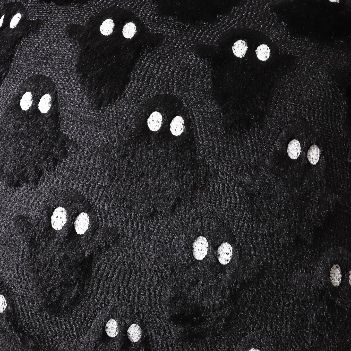 4TH Emotion Halloween Ghost Decorative Pillow Covers 16x16 Set of 2, Black Soft Plush Faux Fur Farmhouse Throw Cushion Cases for Fall Autumn Holiday Home Decorations