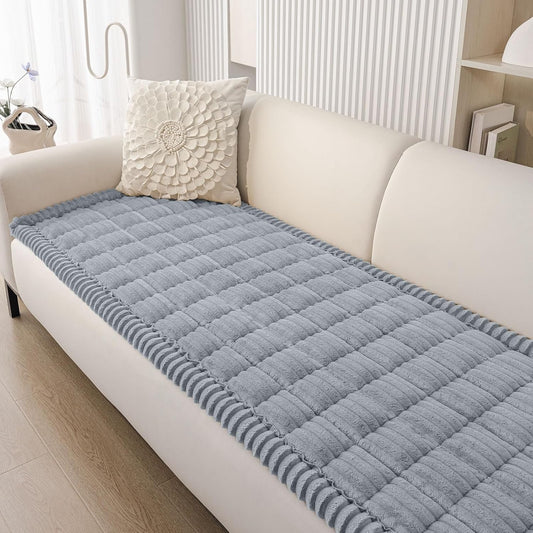 Smiry Couch Cover for Dogs Washable, Non Slip Fuzzy Pet Couch Covers for 3 Cushion Sofa Pet Friendly, Thick Soft Sofa Slipcovers Cushion Protector (Grey, 27.6" x 59")