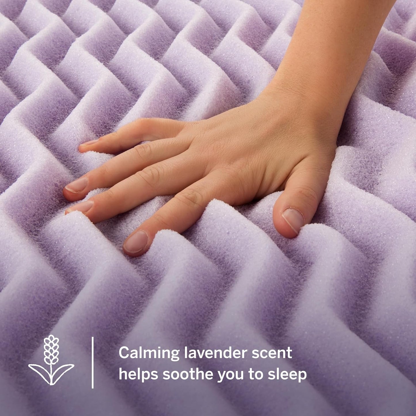 LUCID 3 Inch 5 Lavender Memory Foam Plush-Calming Targeted Convoluted Comfort Zones Mattress Topper, Queen