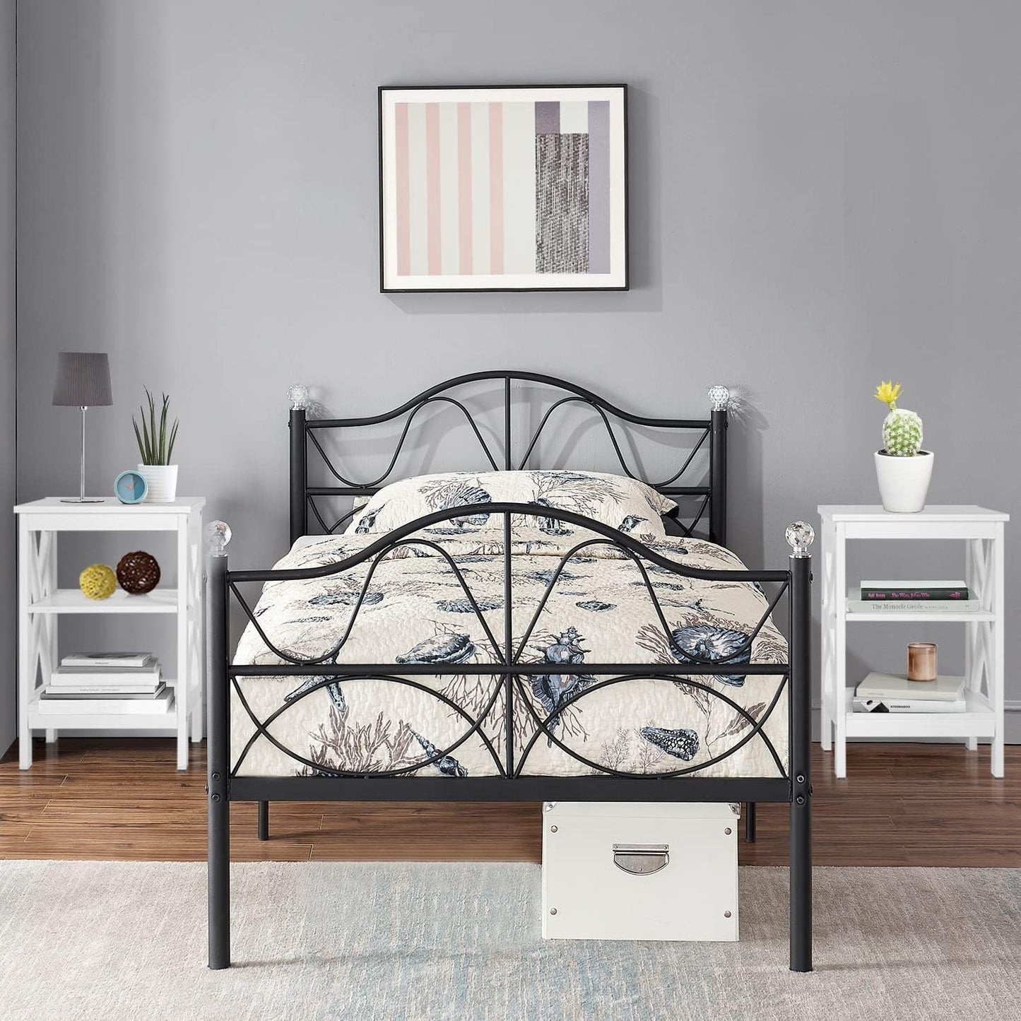 VECELO End Table Side Table with Storage Shelf Nightstands for Living Room,Bedroom Furniture,Shelves,