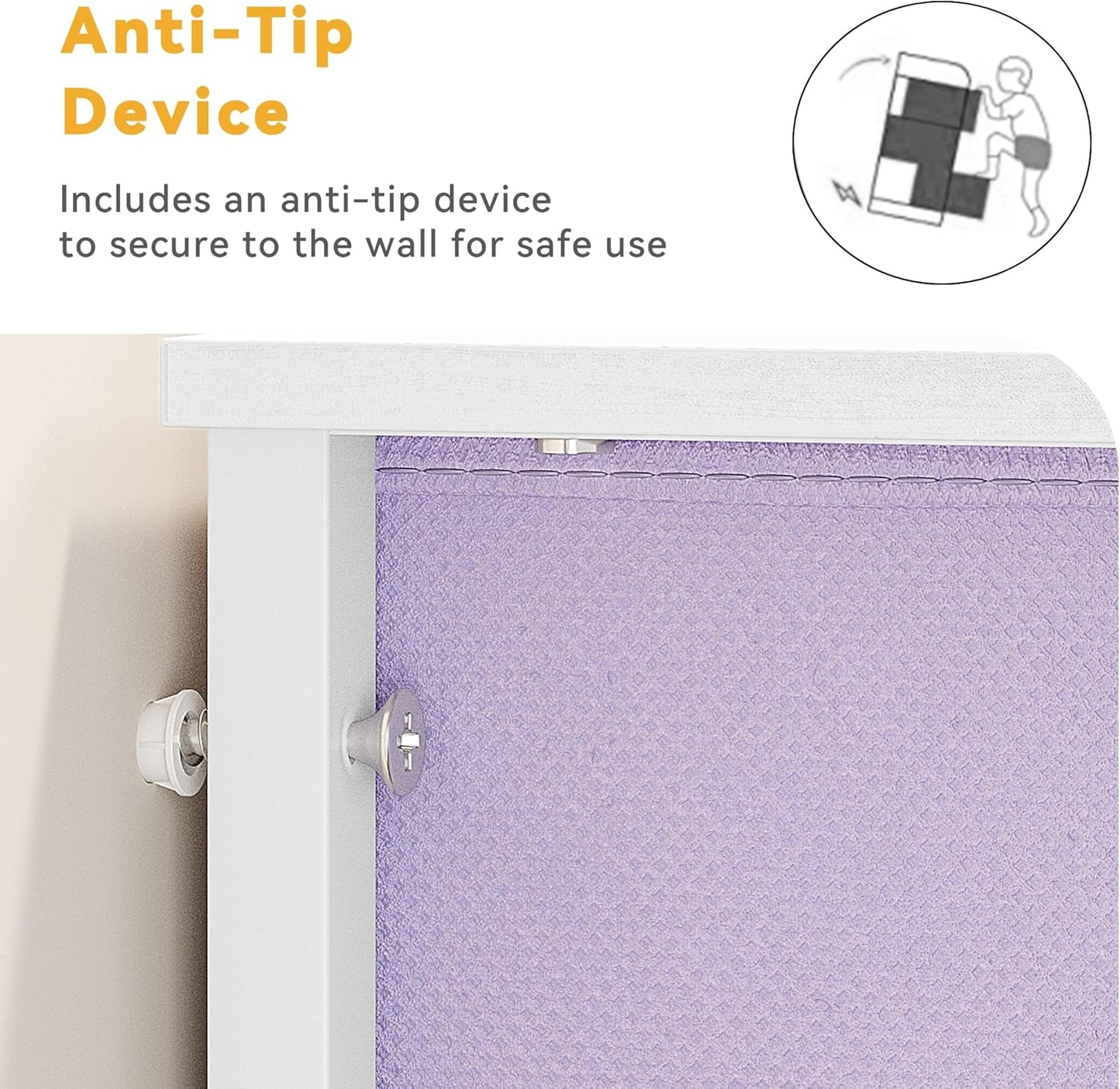 DWVO Dresser with 4 Drawers - Storage Tower Unit, Dresser for Bedroom, Living Room, Closets - Sturdy Steel Frame, Wooden Top & Easy Pull Fabric Bins, Purple