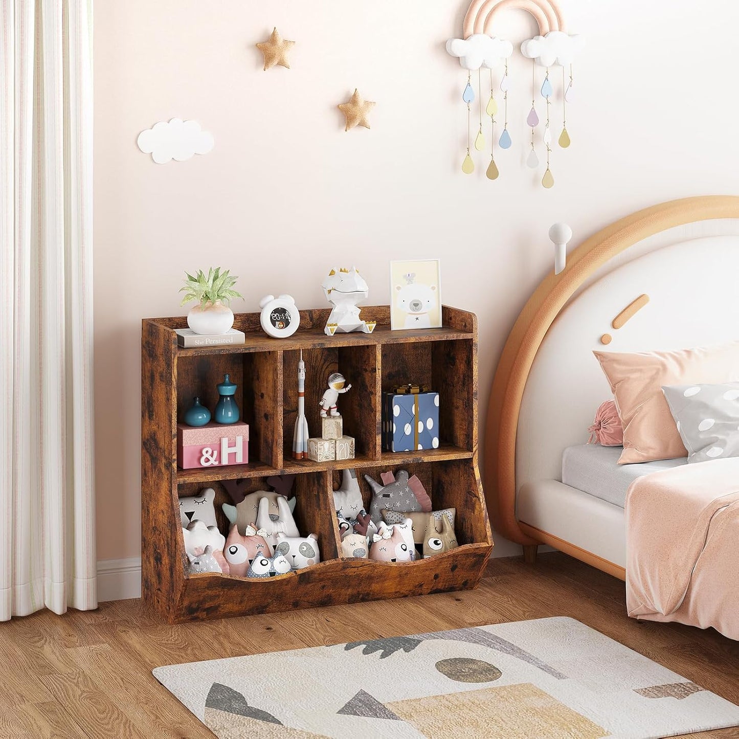 IDEALHOUSE Toy Bookshelf and Bookcase, Multi Shelf with Cubby Organizer Cabinet for Storage Books and Toys, for Bedroom, Playroom, Hallway
