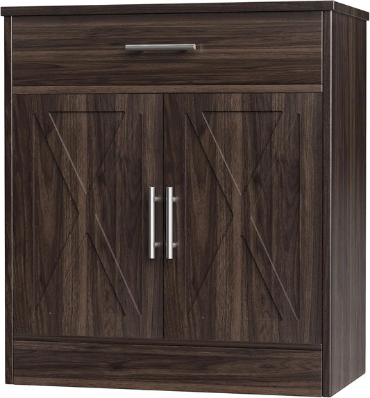 Shintenchi Farmhouse Storage Cabinets with Doors and Shelves,Kitchen Barn Door Storage Cabinet with Drawers,Coffee Bar Cabinet Buffest Sideboard for Dining Living Room,Bathroom,Entryway,Dark Brown