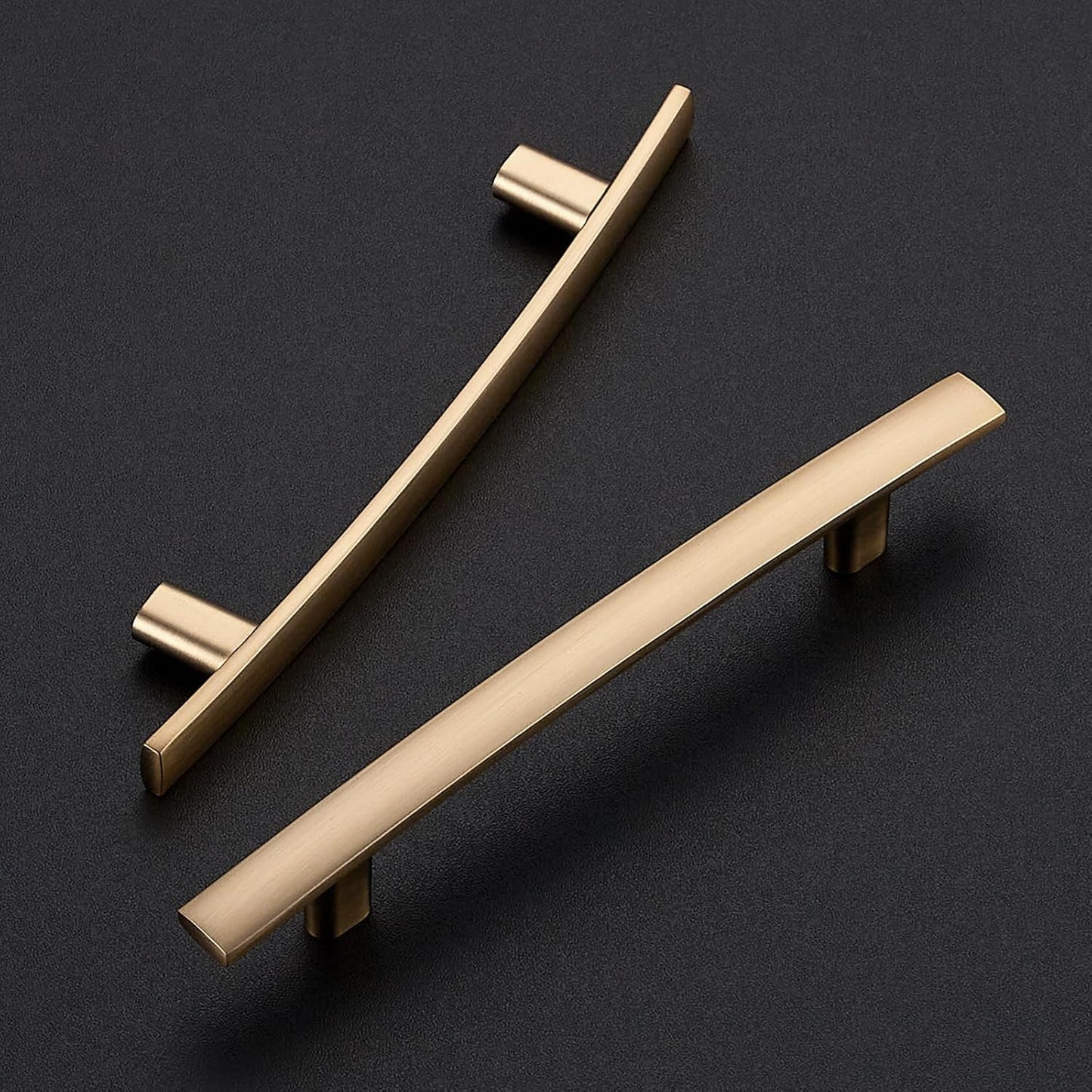 10 Pack Cabinet Handles 4" Hole Center - Curved Cabinet Pulls Champagne Bronze Drawer Pulls for Kitchen Cupboard Solid Handles for Dresser Drawer Arch Closet Hardware