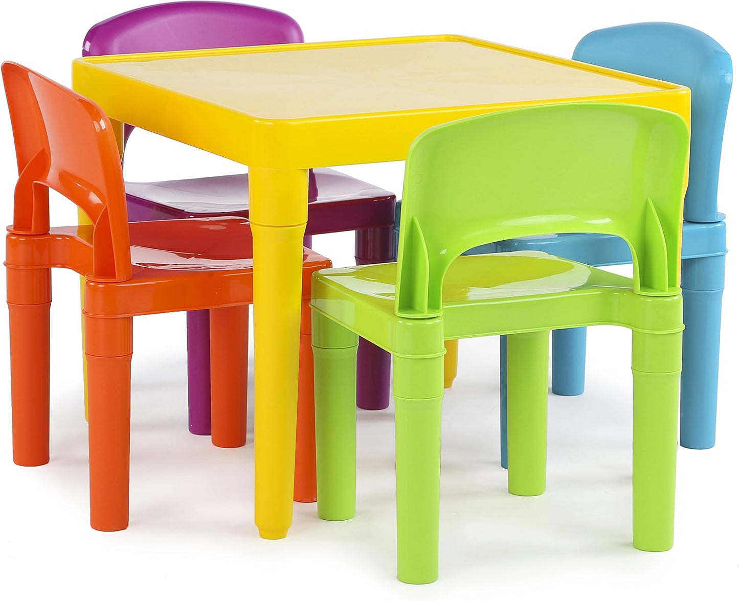 Humble Crew Kids Table and 4 Chair Set, Yellow Table with Chairs - Sturdy Toddler Activity Table for Playtime, Arts, Crafts, Reading, and More - 5-Piece Children’s Furniture for Daycare Playroom