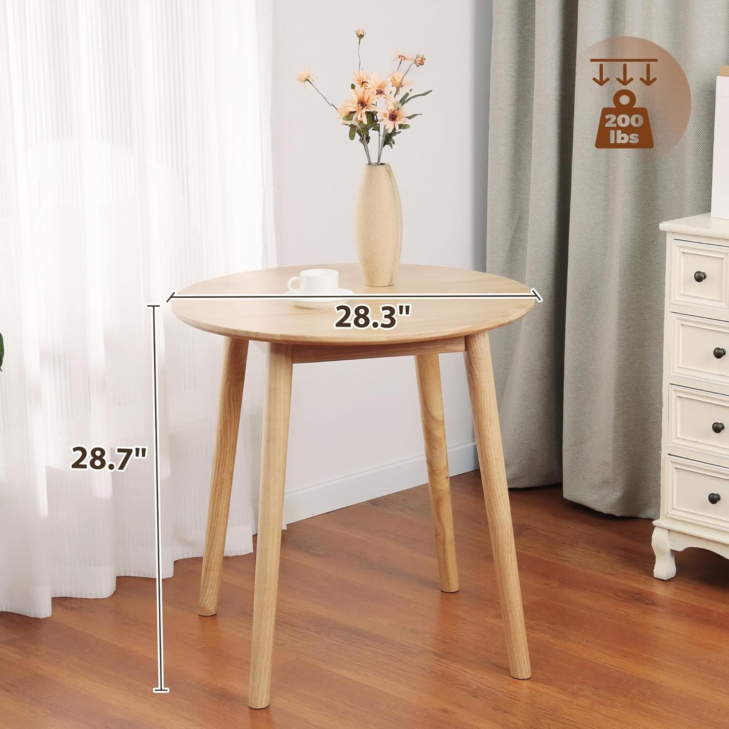 28.3" Small Round Dining Table for 2,Wooden Space-Saving Kitchen Dinner Table Rustic Wood Dining Table Mid Century Modern Kitchen Table