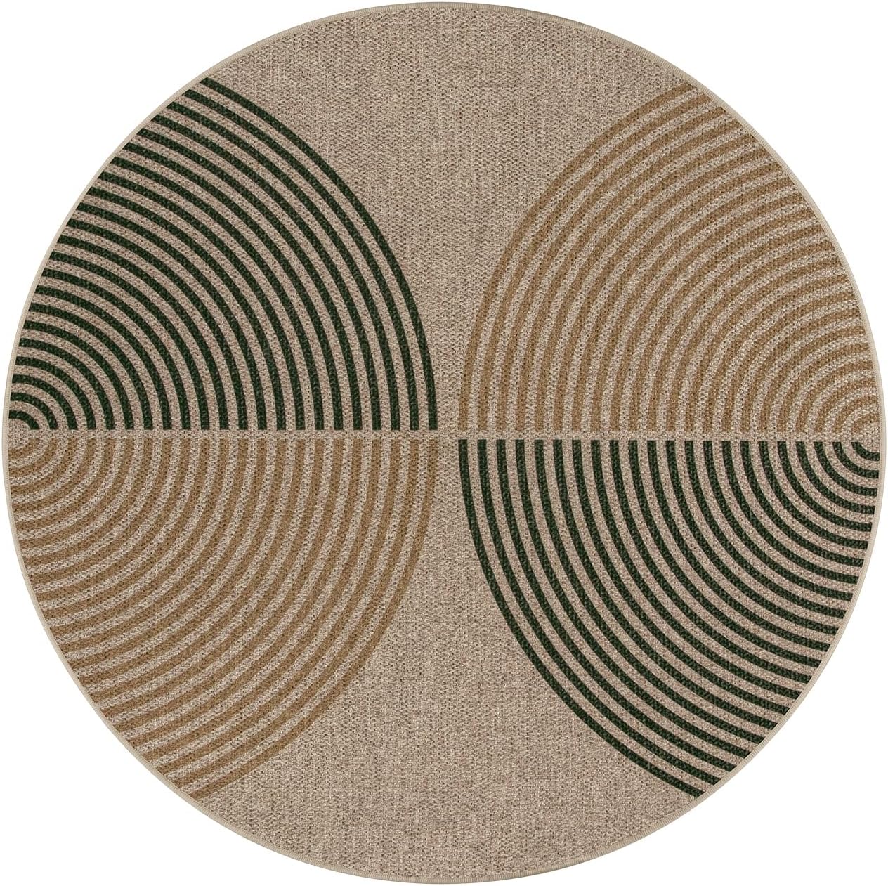 Lahome Modern Rainbow Round Rug 3ft, Circle Indoor Outdoor Rugs for Entryway Patio Washable Easy Jute Rug, Farmhouse Non Slip Small Round Rugs for Bedroom Porch Living Room Decor