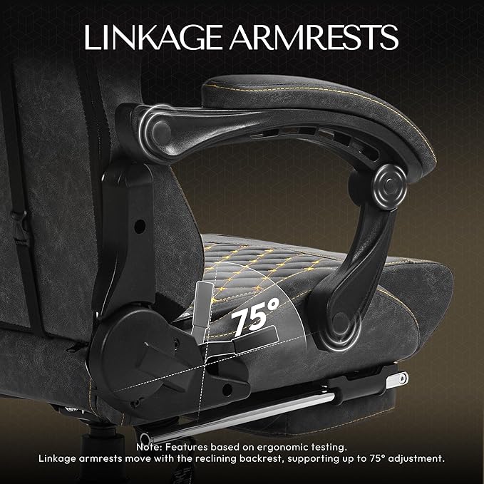 Dowinx Gaming Chair Big and Tall, Ergonomic PC Gaming Chair with Footrest & Massage, Racing Style Reclining Computer Chair for Adults, 400LBS Capacity - Heavy Duty Gamer Chair, Grey