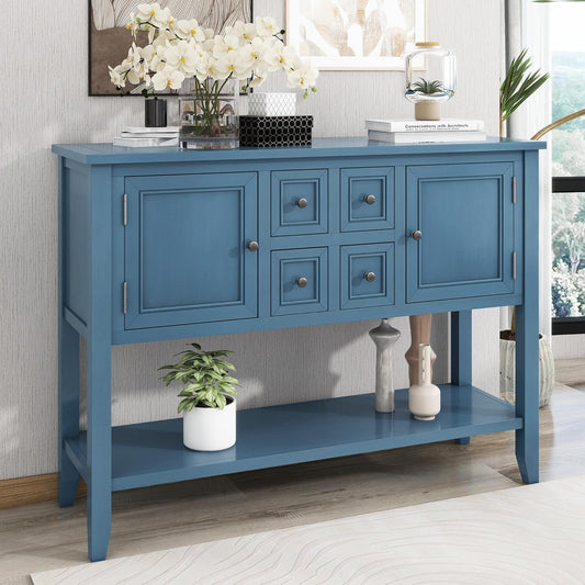 Merax Modern Wood Buffet Sideboard with Drawers and Bottom Shelf Console Table for Living Room Dinning Room Kitchen (Light Navy)