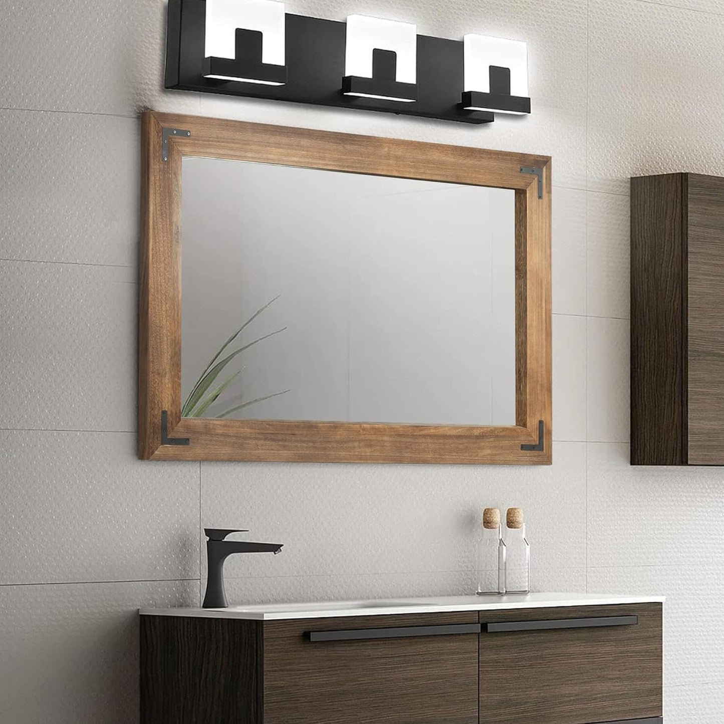 YOSHOOT Rustic Wooden Framed Wall Mirror, Natural Wood Bathroom Vanity Mirror for Farmhouse Decor, Vertical or Horizontal Hanging, 72" x 36", Brown