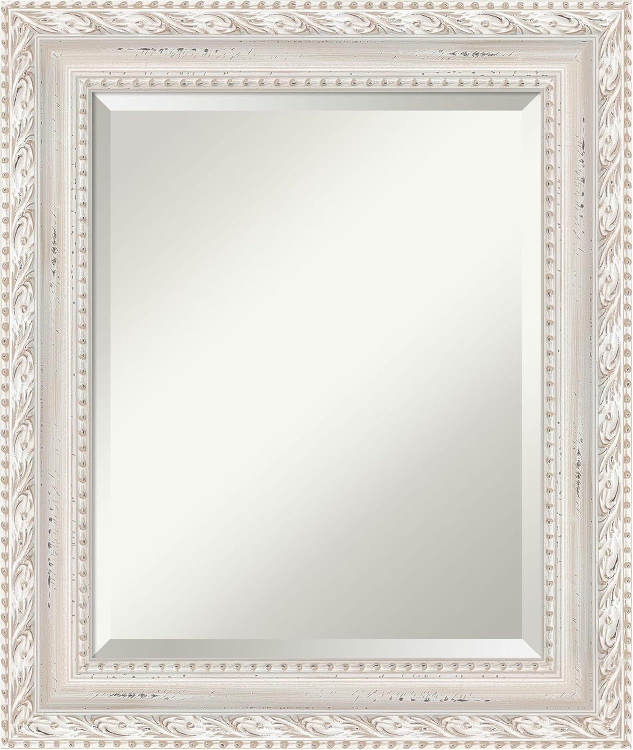 Amanti Art White Bathroom Mirror for Over Sink, 26x22 Opera Off White Rectangle Vanity Mirror, Small Traditional Wood Frame, Hangs Horizonally and Vertically, Bathroom Wall Decor, Beveled Edge from WI