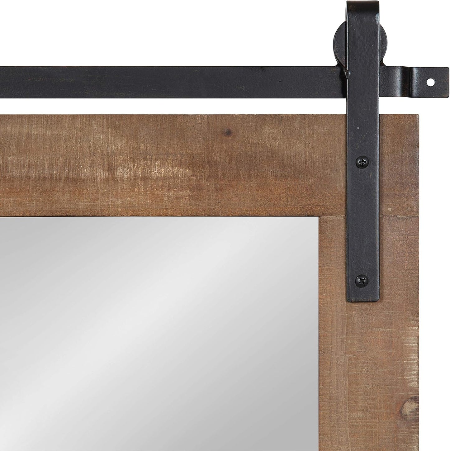Kate and Laurel Cates Farmhouse Horizontal Wood Framed Wall Mirror, 40 x 26, Rustic Brown, Barn Door-Inspired Rustic Mirrors for Wall