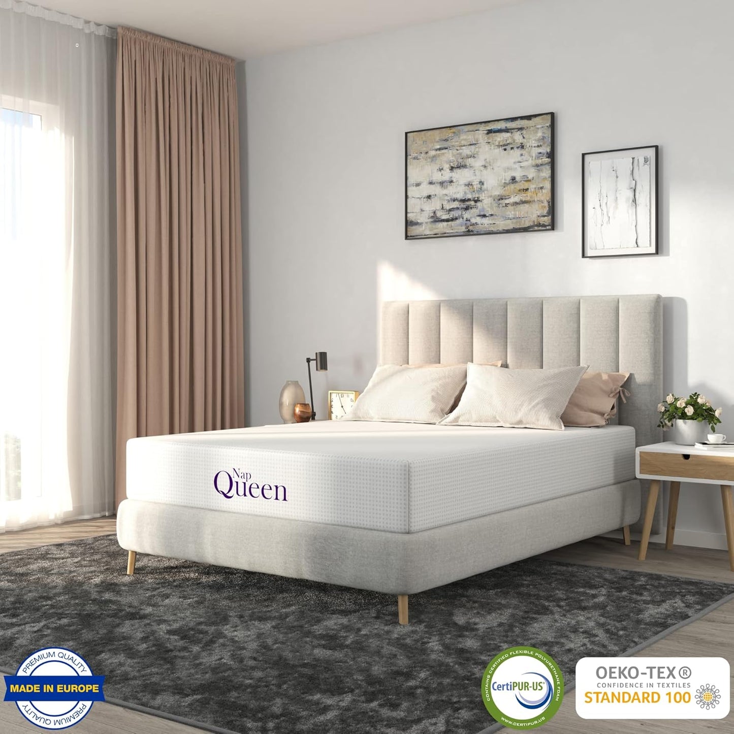 NapQueen Full Mattress, 14 Inch Charcoal Memory Foam Mattress, Full Bed Mattress in a Box, CertiPUR-US Certified, Medium Firm, Breathable Soft Fabric Cover
