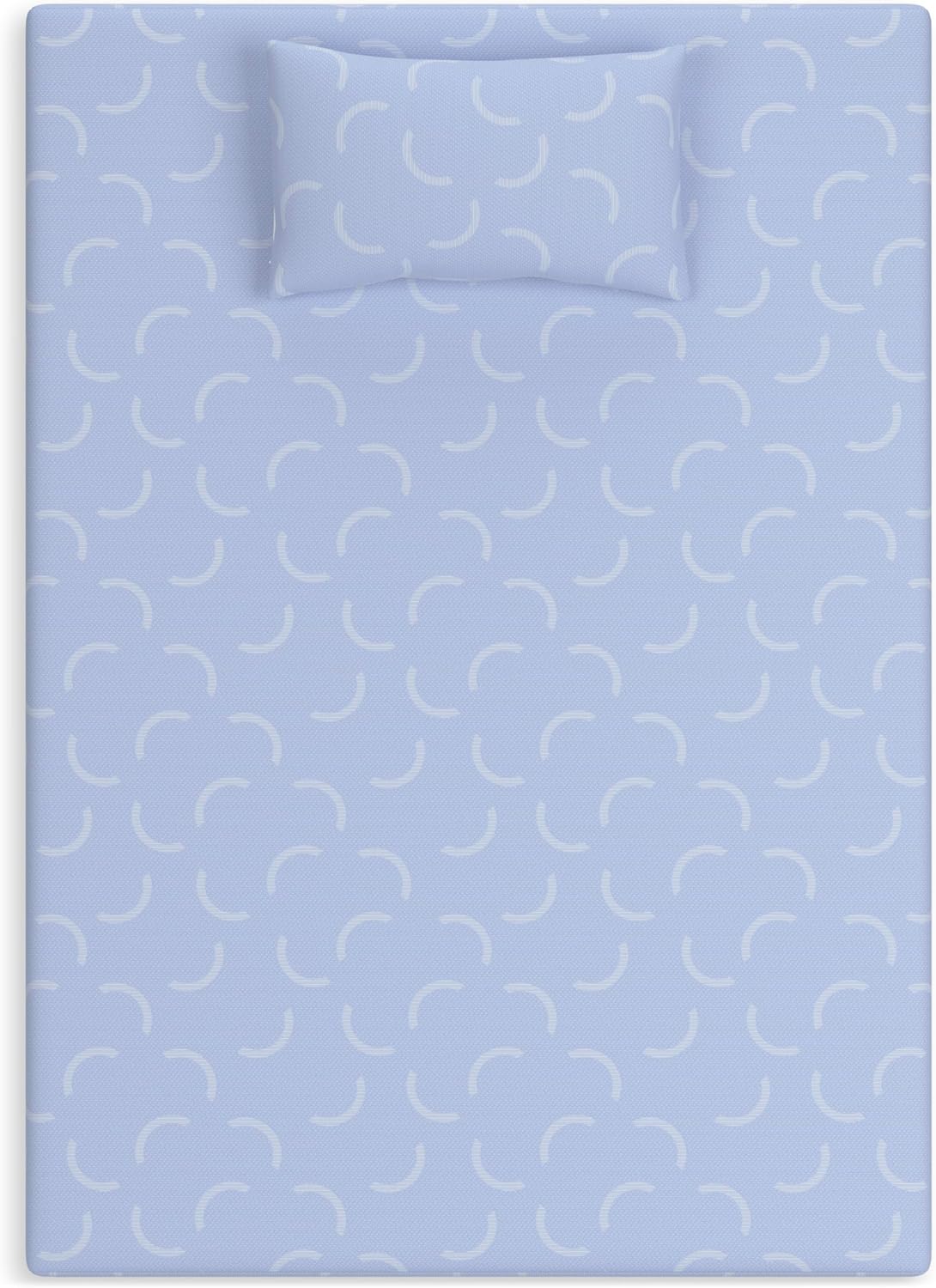 Signature Design by Ashley Full Size iKidz 7 Inch Firm Gel Memory Foam Mattress with Stretch Knit Cover & Pillow Included, Blue Ocean, Fiberglass Free, Mattress in A Box
