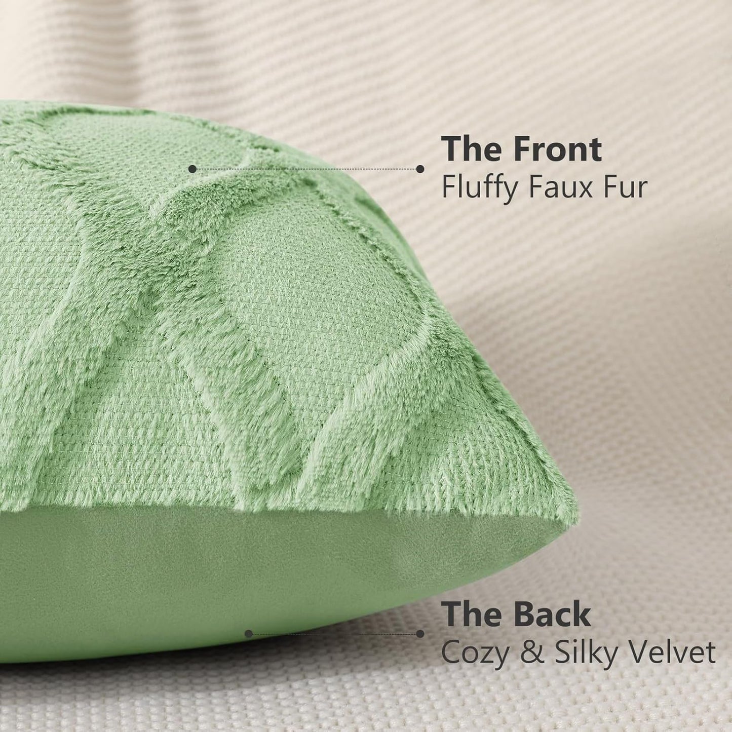 decorUhome Throw Pillow Covers 12x20 Inch Set of 2, Soft Plush Faux Fur Wool Lumbar Sage Green Couch Pillow Covers, Decorative Neutral Pillow Cases for Bed Sofa Living Room Home Decor