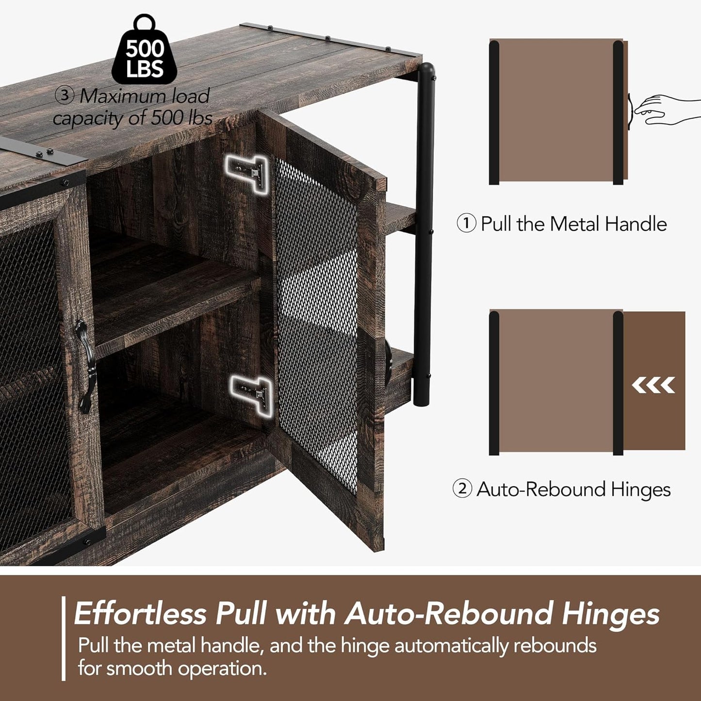 GarveeHome Farmhouse TV Stand for 65/75 inch TV, Entertainment Center with Storage Cabinet, Industrial TV Console Cabinet with Mesh Doors, 63" Rustic TV Media Console Table for Living Room, Oak