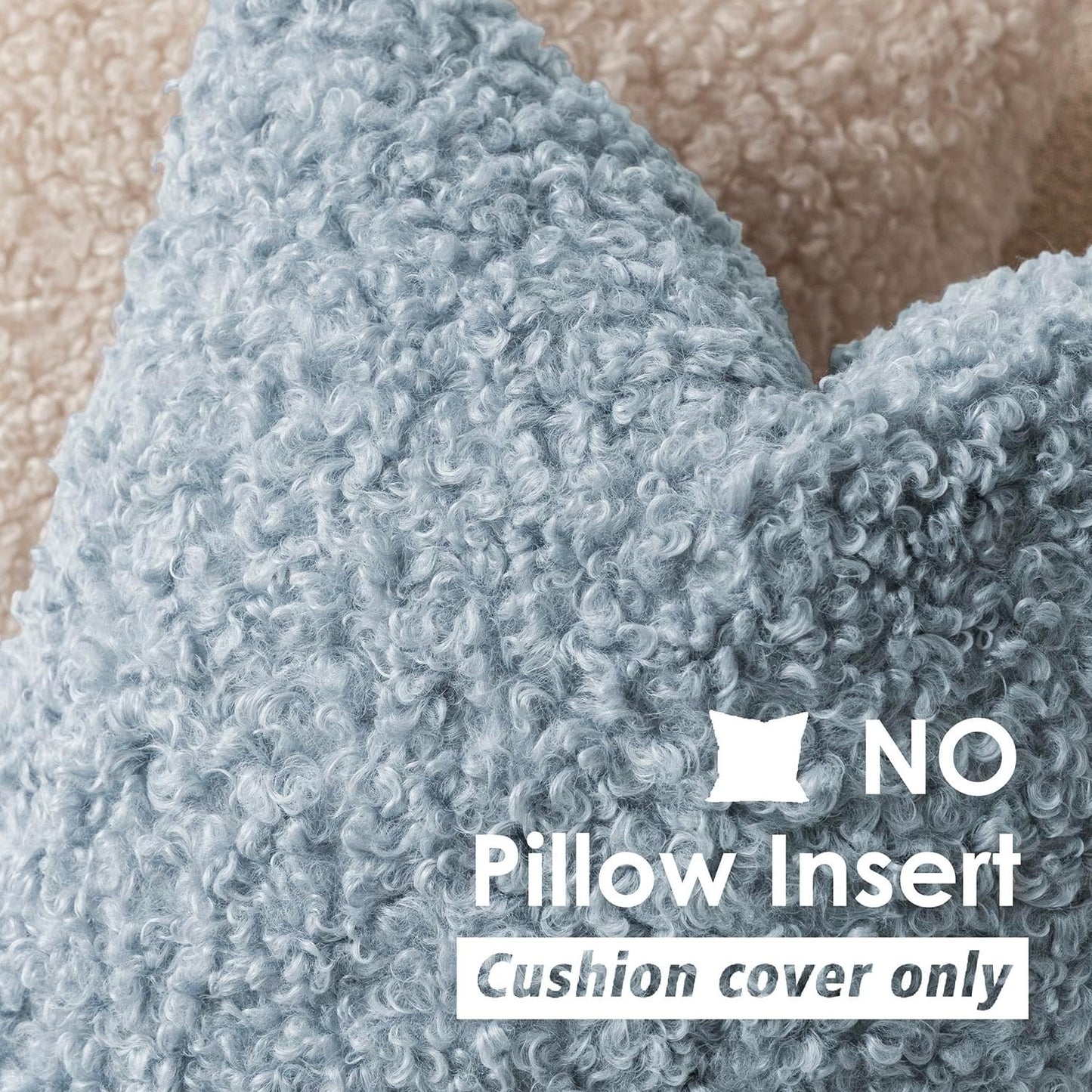 Foindtower Set of 2 Curly Teddy Wool Pillow Covers Decorative Boucle Textured Lumbar Throw Pillow Faux Fur Sherpa Pillowcases Sheepskin Fuzzy Cushion Case for Sofa Bedroom Car 12"x20" Misty Blue