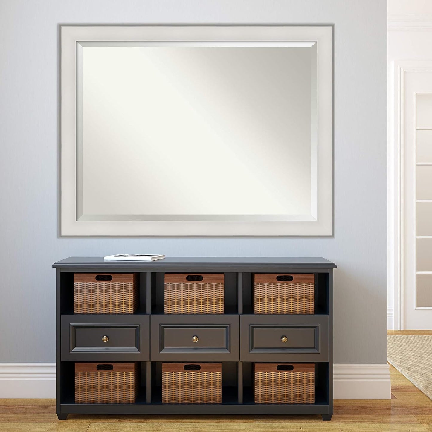 Amanti Art White Bathroom Mirror for Over Sink, 35x45 Imperial White Rectangle Vanity Mirror, X-Large Traditional Frame, Hangs Horizonally and Vertically, Bathroom Wall Decor, Beveled Edge