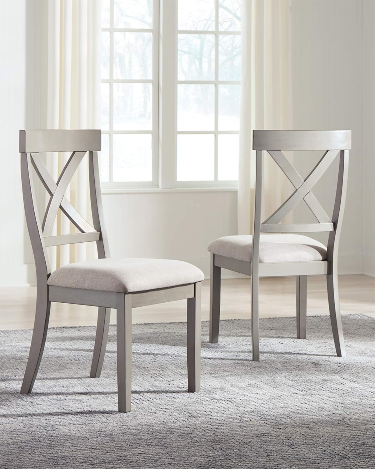 Signature Design by Ashley Parellen Modern Farmhouse Upholstered Dining Chair, Set of 2, Gray
