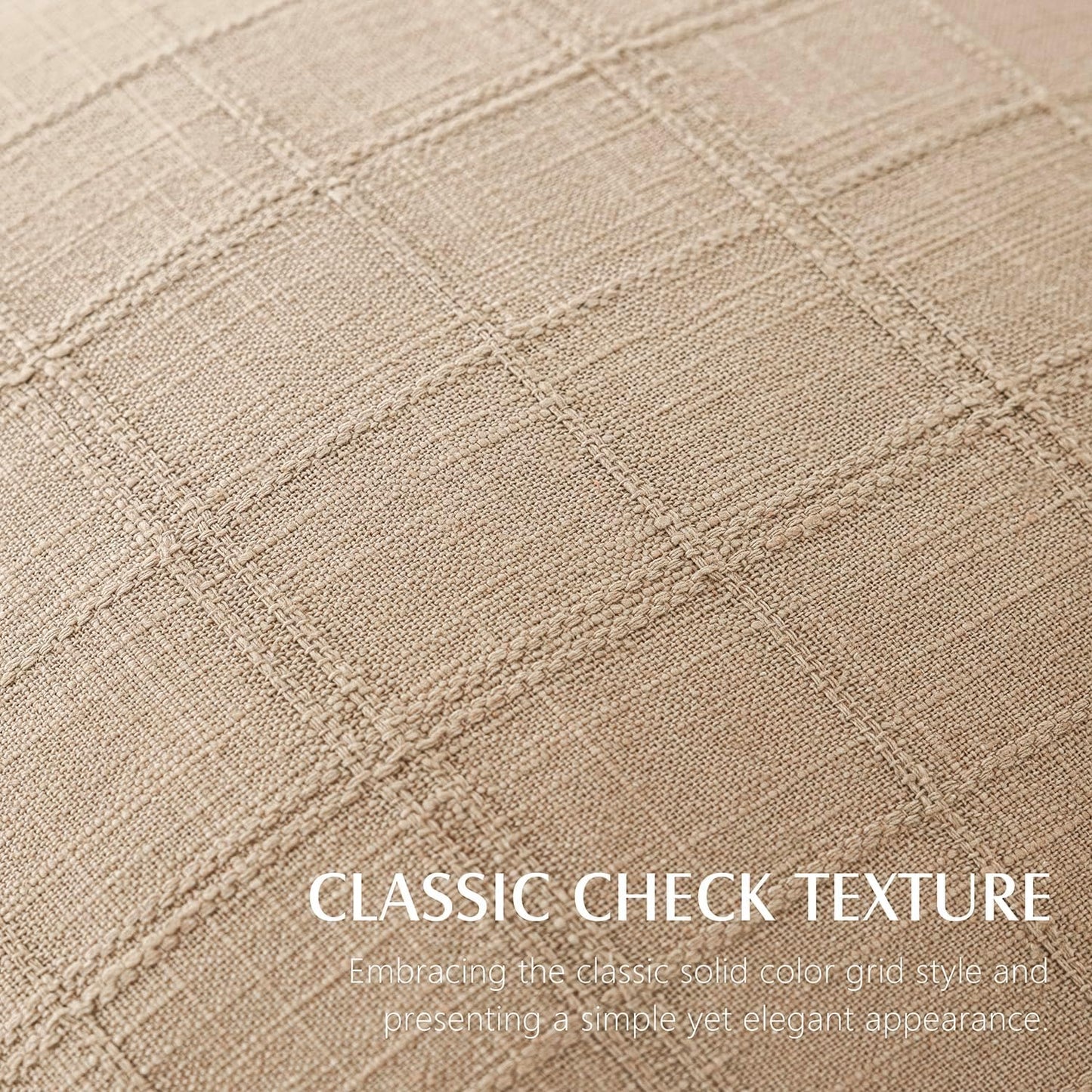 Foindtower Set of 2 Decorative Linen Check Throw Pillow Covers Neutral Farmhouse Vintage Cushion Covers Modern Coastal Boho Home Decor For Sofa Chair Couch Bedroom Living Room Outdoor,22×22 Inch,Camel