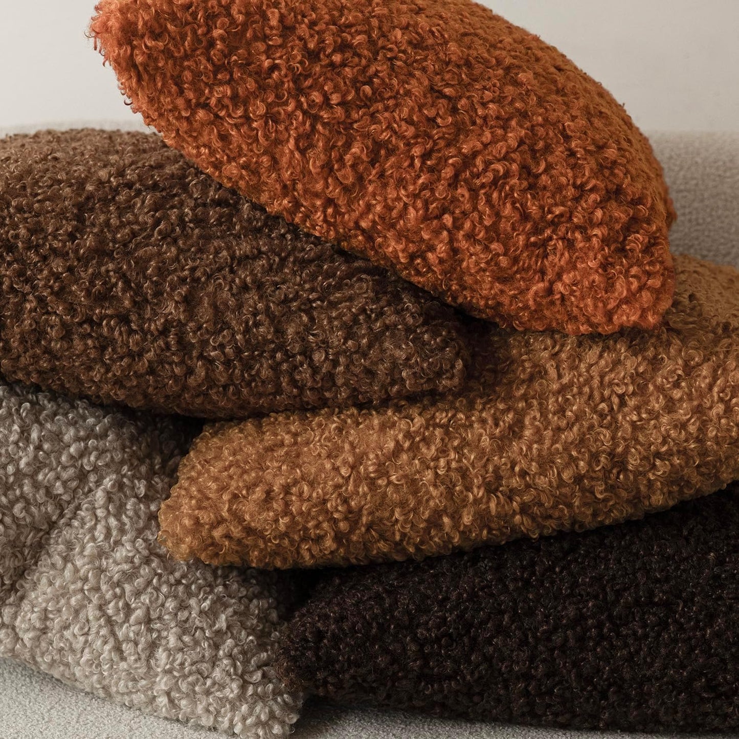 Foindtower 2 Pieces 16x16 Inch Burnt Orange, Faux Fur Throw Pillow Cover Accent Sherpa Furry Pillow Cover Fuzzy Soft Pillowcases Cozy Sheepskin Decorative Fleece Cushion Case for Bed Couch Living Room