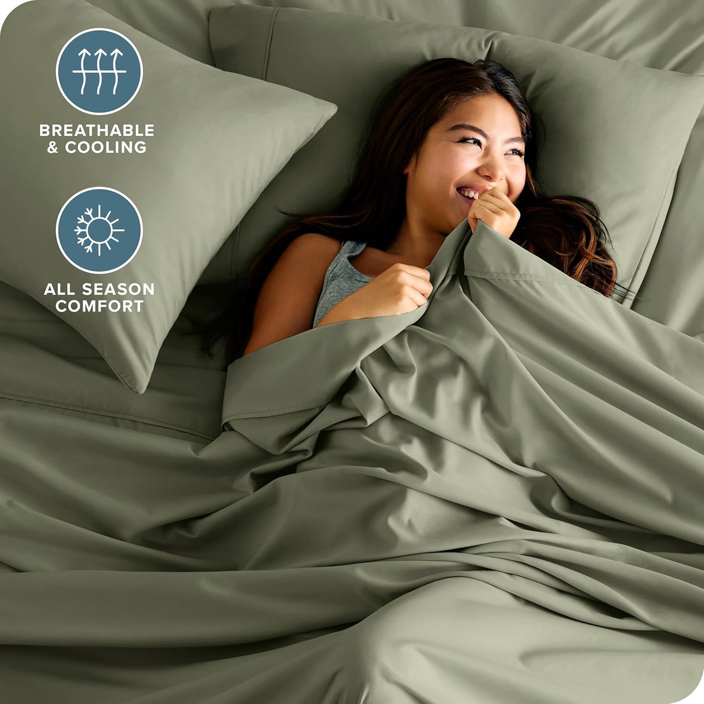 Bare Home California King Sheet Set - 1800 Ultra-Soft Microfiber Cal King Bed Sheets - Double Brushed - Deep Pockets - Easy Fit - 4 Piece Set - Bed Sheets (California King, Sage)