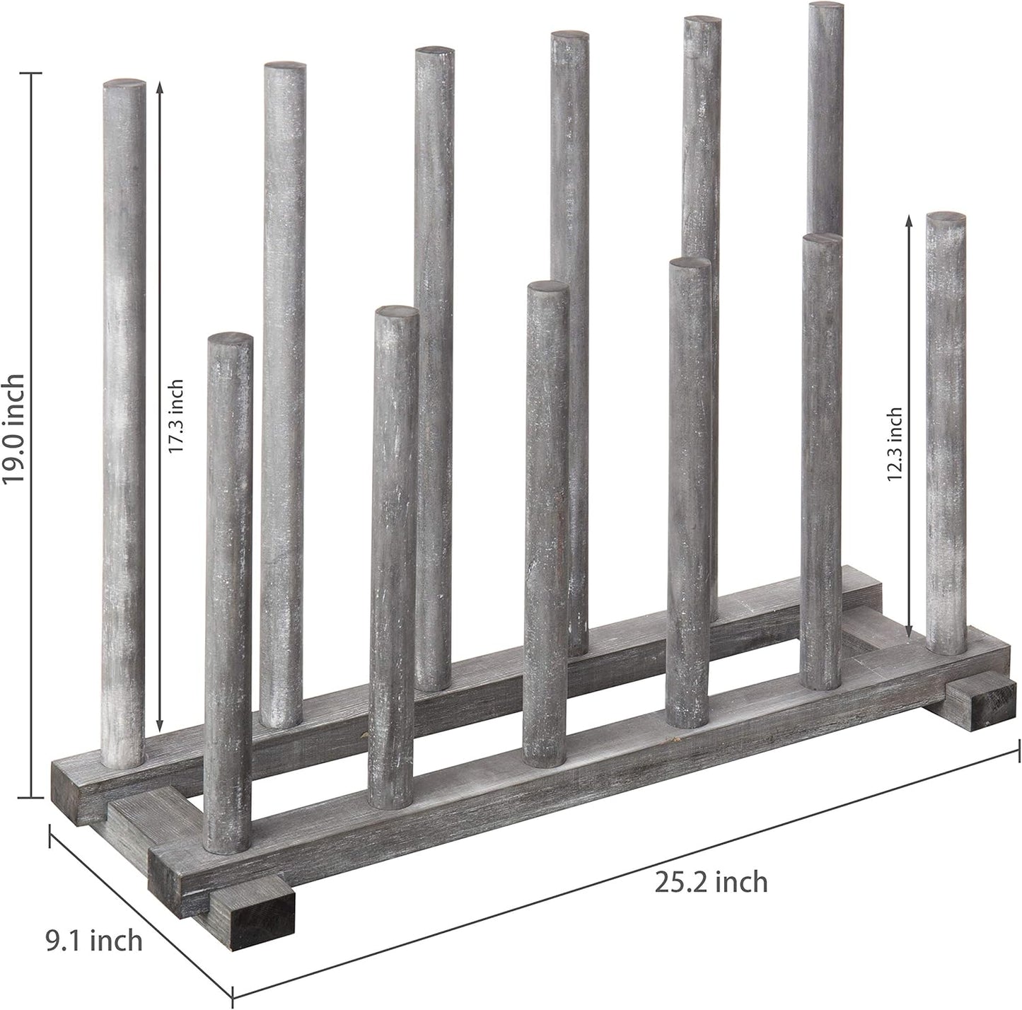 MyGift Coastal Graywashed Solid Wood Floor Standing Boot Holder Rack, Wooden Entryway Shoe Storage Organizer Stand Holds 6 Pairs of Tall and Short Boots