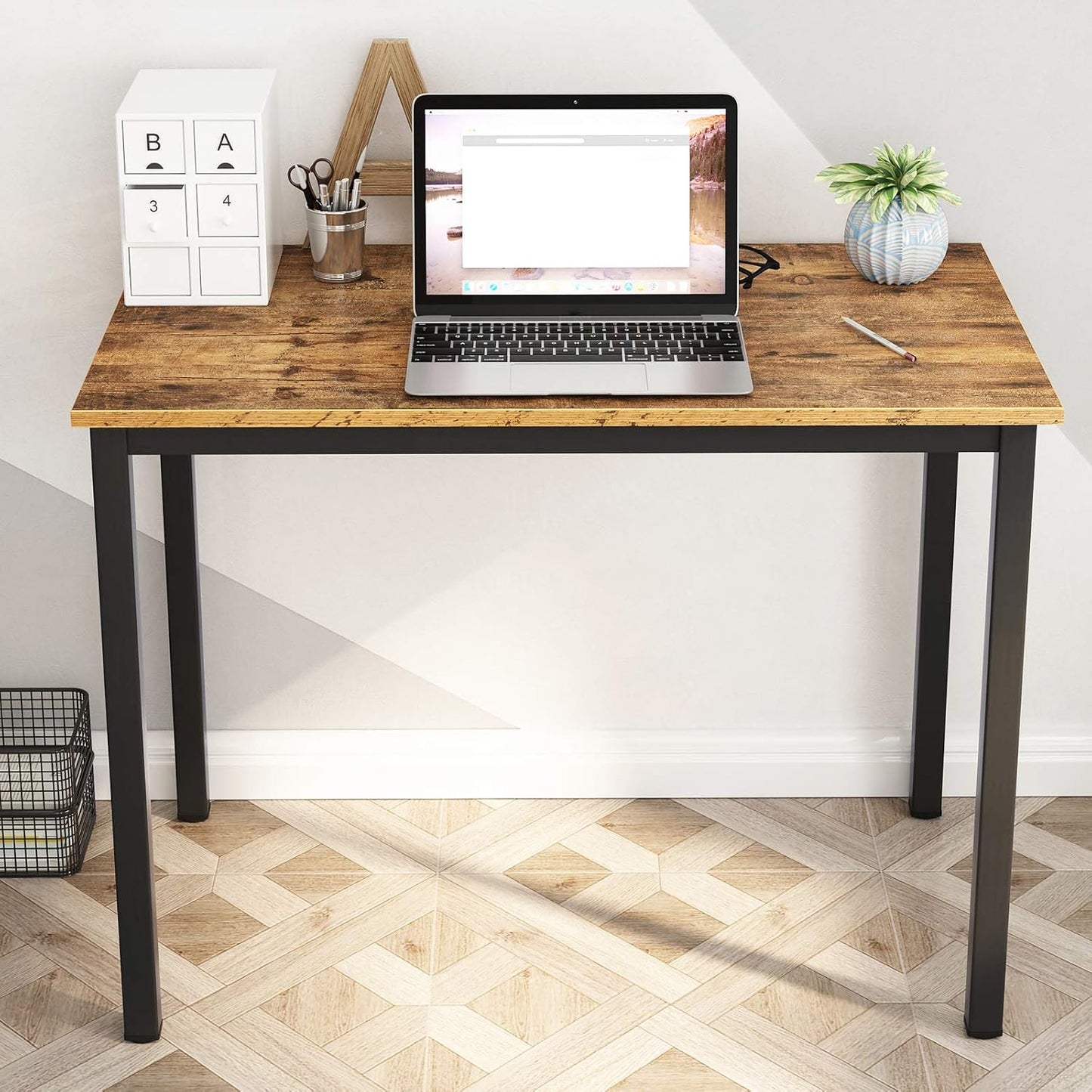 DlandHome 31.5 inch Computer Desk Home Office Table Writing Desk Study Table Gaming Desk Workstation (31.5 inch, Rustic Brown)