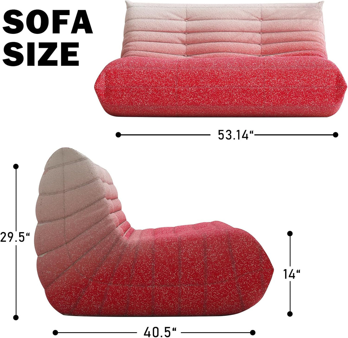 Bean Bag Chair, Loveseat Fireside Chair Bean Bag Sofa Large Bean Bag Chair for Adults, 2 Seater Bean Bag Chairs for Teens with High Density Comfortable Foam, Bean Bag for Living Room (Pink&White)