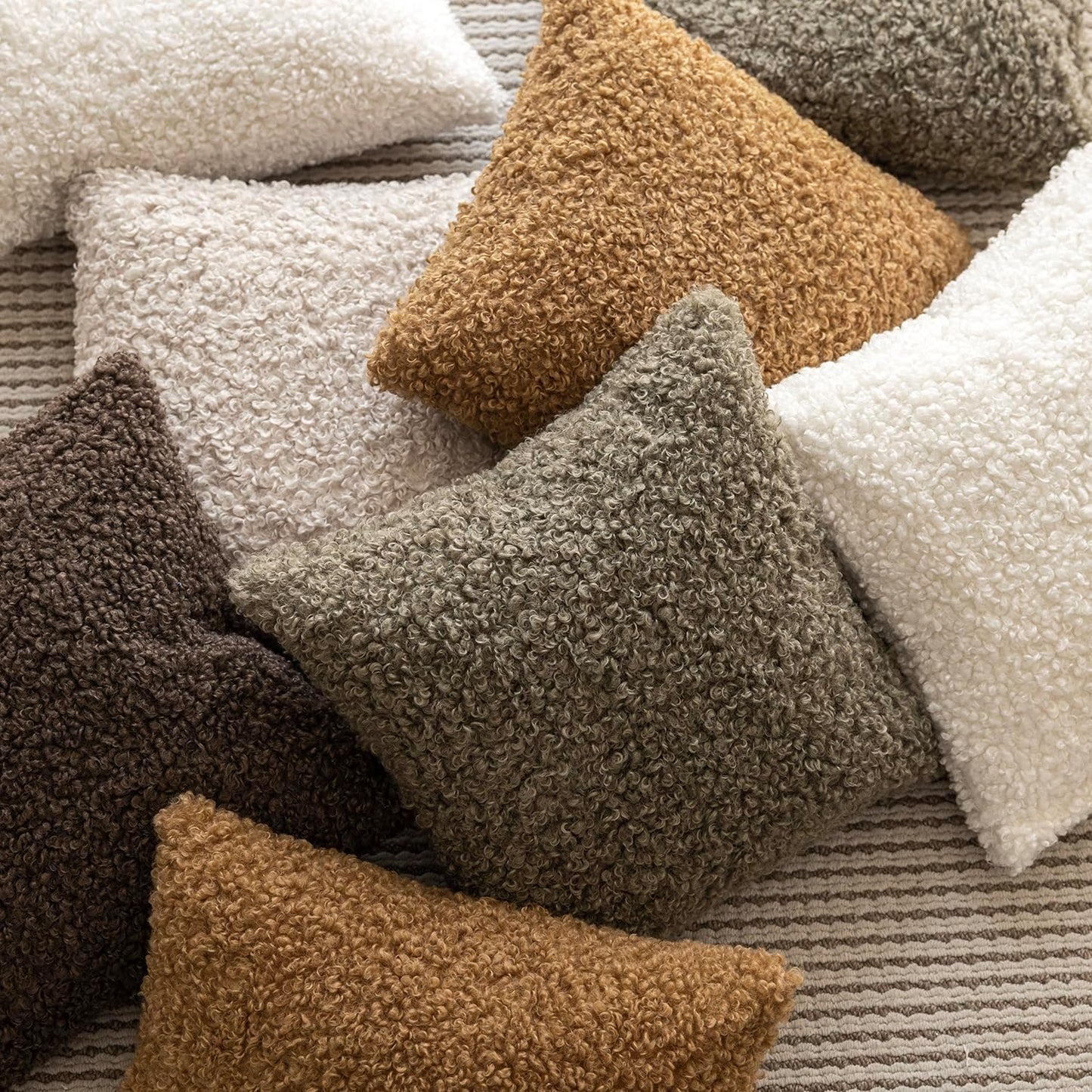 Foindtower 2 Pieces 26x26 Inch Sage Green, Faux Fur Throw Pillow Cover Accent Sherpa Pillow Fuzzy Soft Pillowcases Sheepskin Decorative Fleece Cushion Case for Bed Couch Living Room