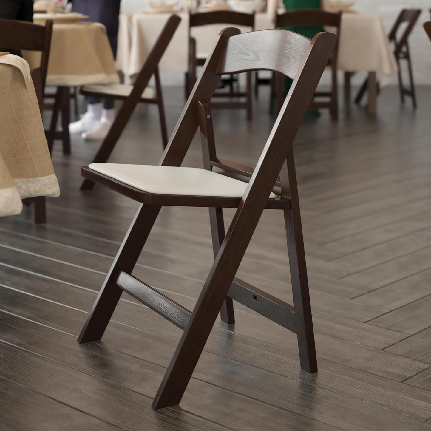 Flash Furniture Hercules Folding Resin– 2 Pack 800LB Weight Capacity Event Chair, Set of 2, Dark Brown