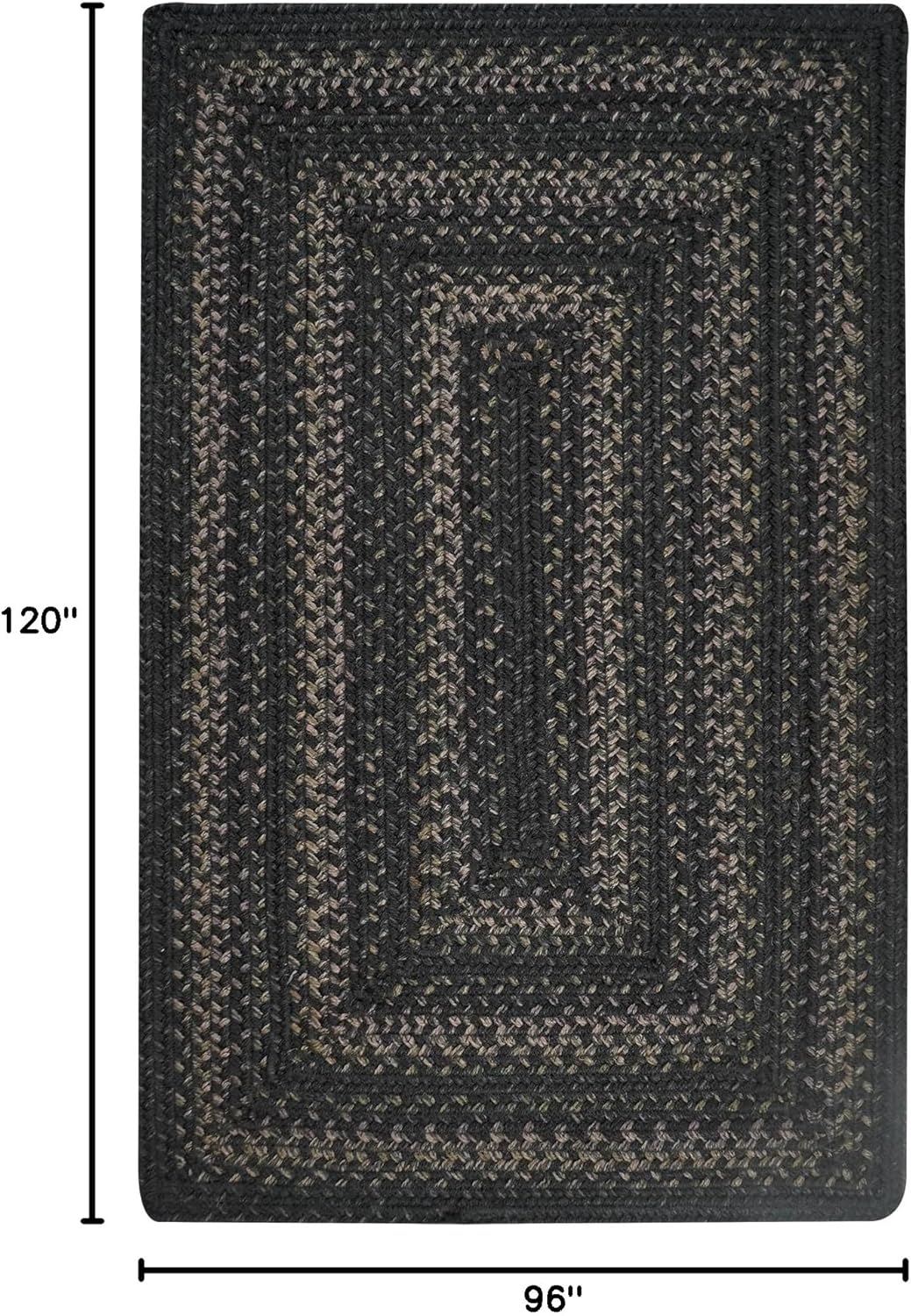 Homespice Jet Black Jute Rug 8x10' – Primitive Braided Rugs for Living Room and Dining Room