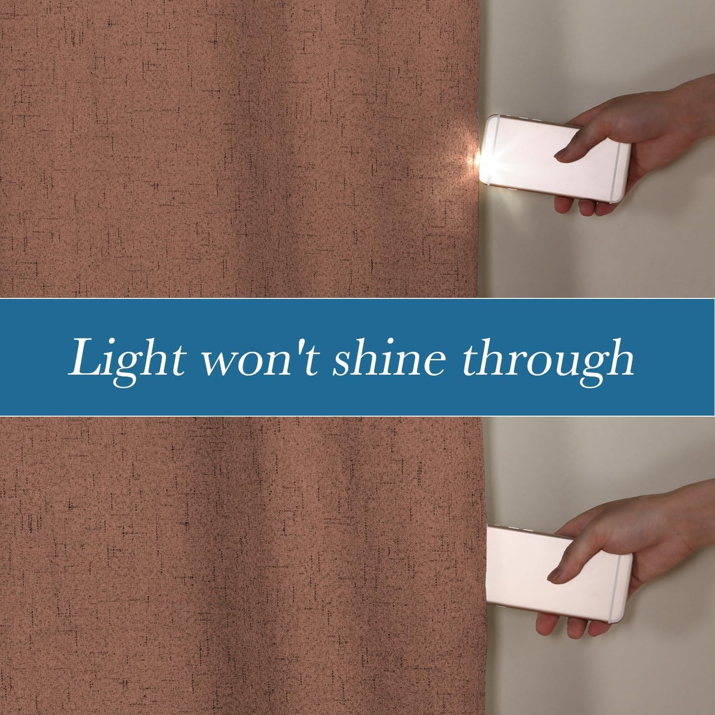 H.VERSAILTEX Linen Blackout Curtains Durable Thick Textured Linen Look 100% Blackout Patio Door Curtain Anti Rust Grommet Extra Wide Sliding Door Curtain Panel, W100 x L84 inch, Washed Spice