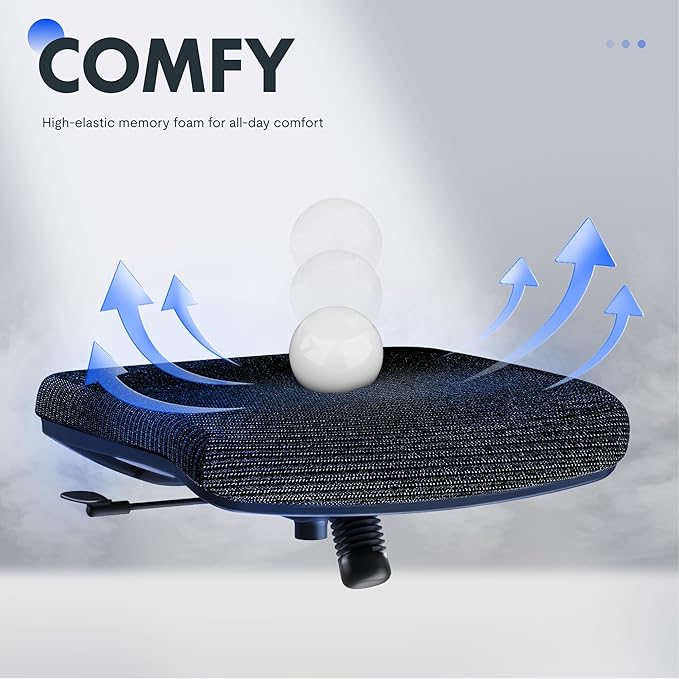 FLEXISPOT OC3 Cloud Ergonomic Office Chair with Footrest, High Back Computer Chair with Adjustable Lumbar Support/3D Headrest, Desk Chairs for Home Office Gaming Working, Black,Foam Seat,Cloud-F