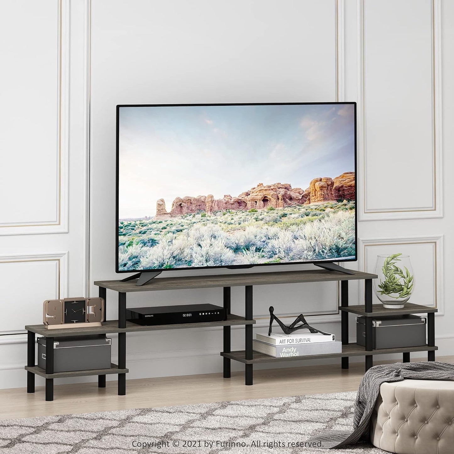 Furinno Turn-N-Tube Grand Stand for TV up, 78 Inch, French Oak