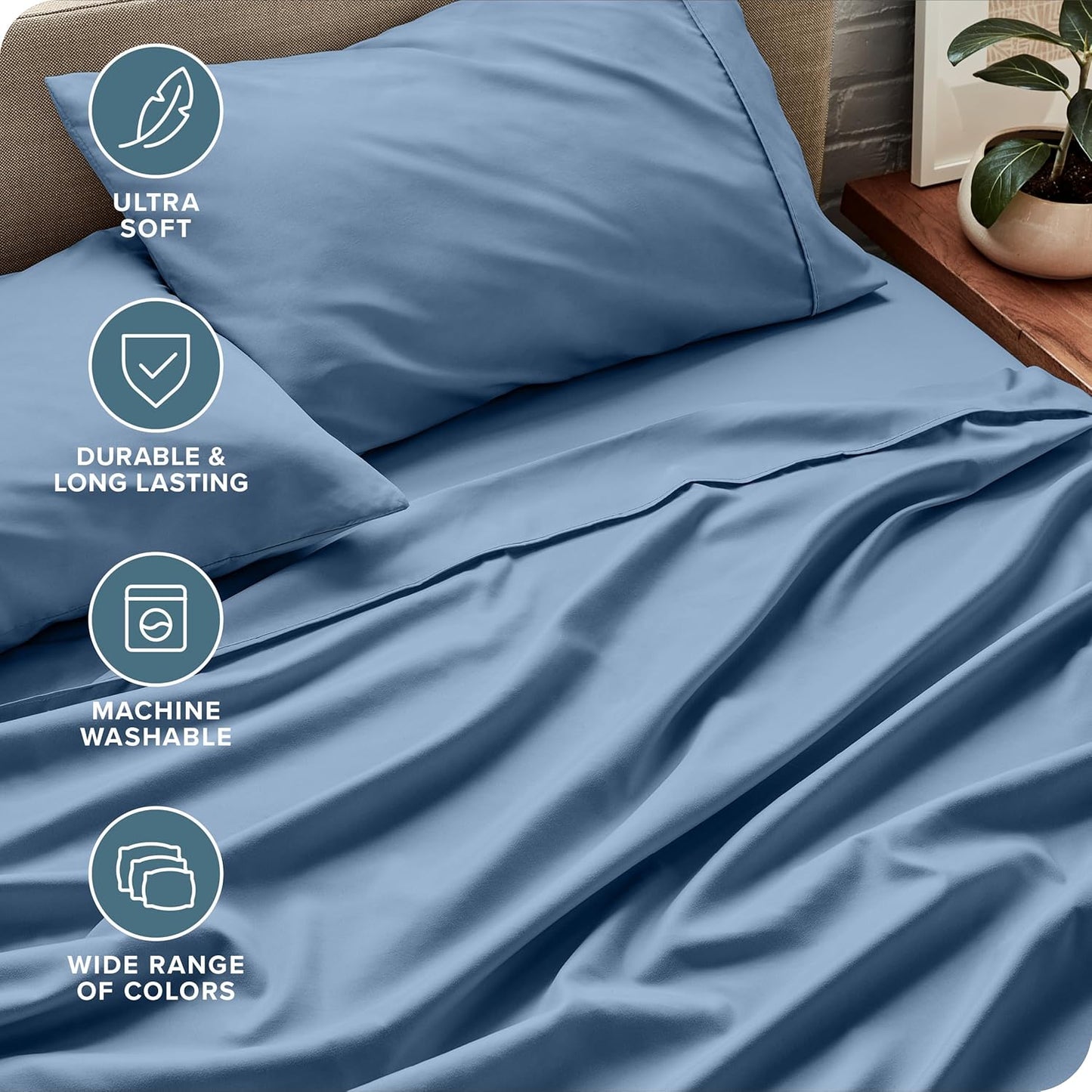Bare Home Full Sheet Set - Luxury 1800 Ultra-Soft Microfiber Full Bed Sheets - Double Brushed - Deep Pockets - Easy Fit - 4 Piece Set - Bedding Sheets & Pillowcases (Full, Coronet Blue)