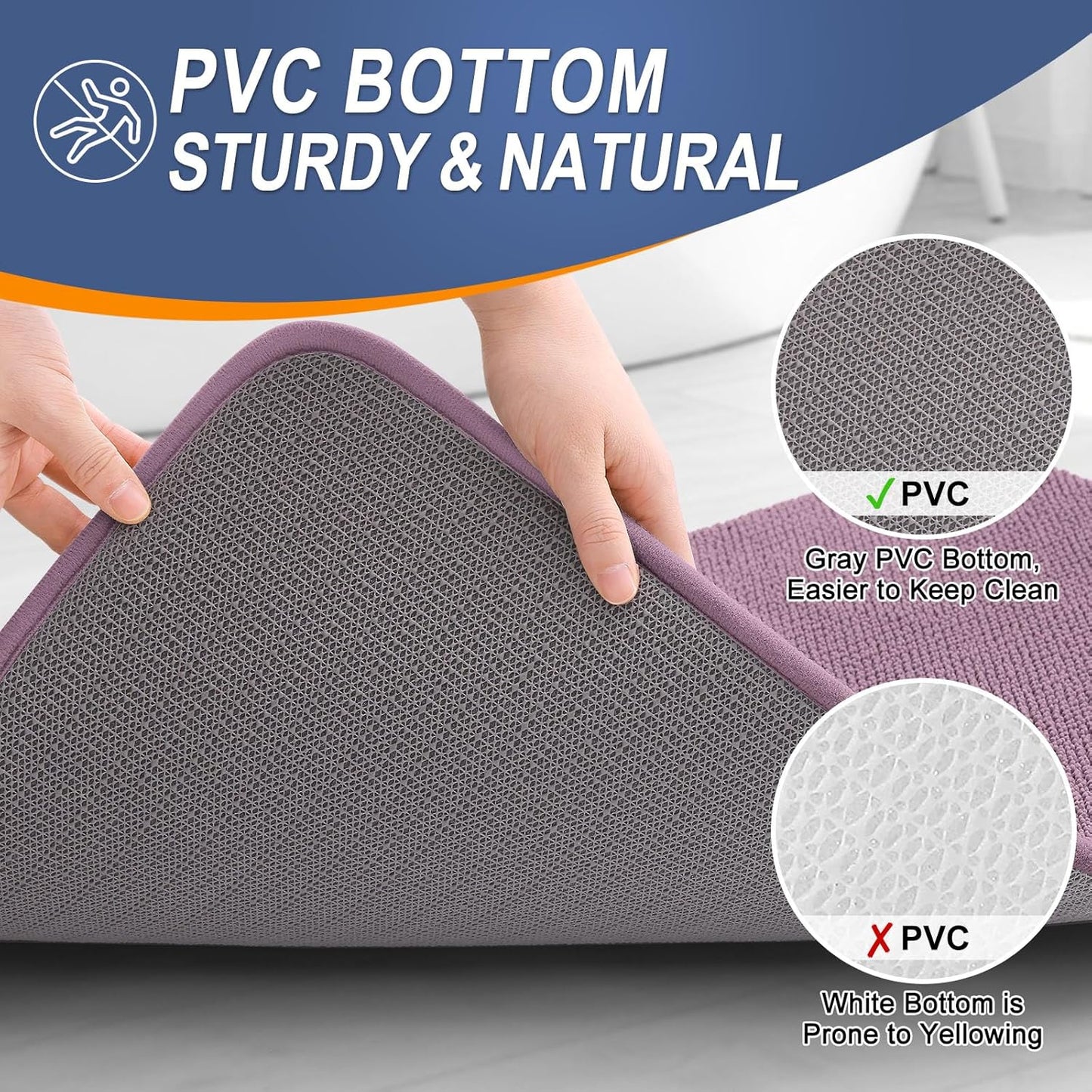 OLANLY Thick Memory Foam Bath Mat Rug 24x16, Extra Soft Absorbent Bathroom Rug, Quick Dry Bath Mats, Non-Slip, Machine Washable Carpet for Bathroom, Tub and Shower, Home Decor Accessories, Deep Plum