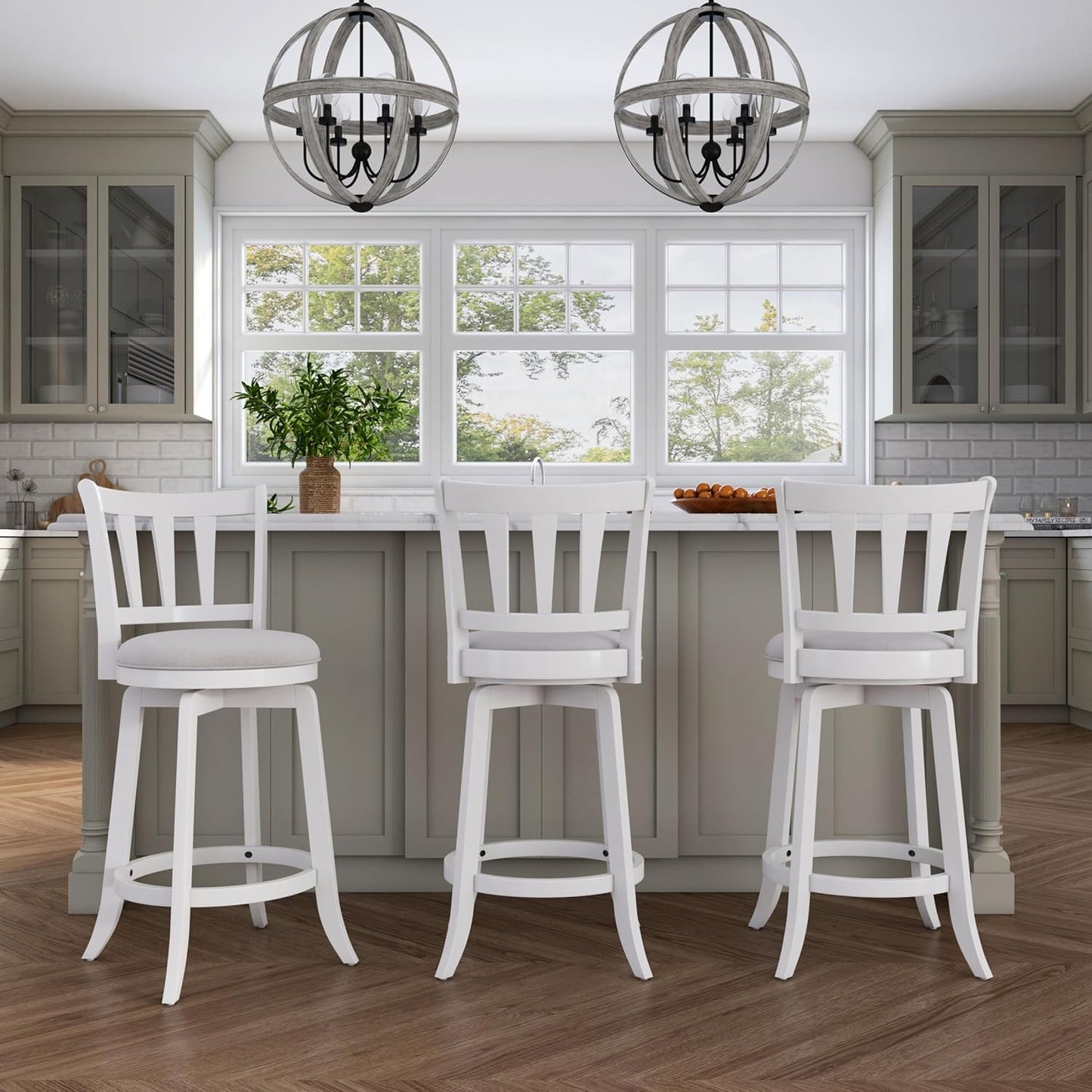 HILLSDALE Presque ISLE Wood Counter Height Swivel Stool White