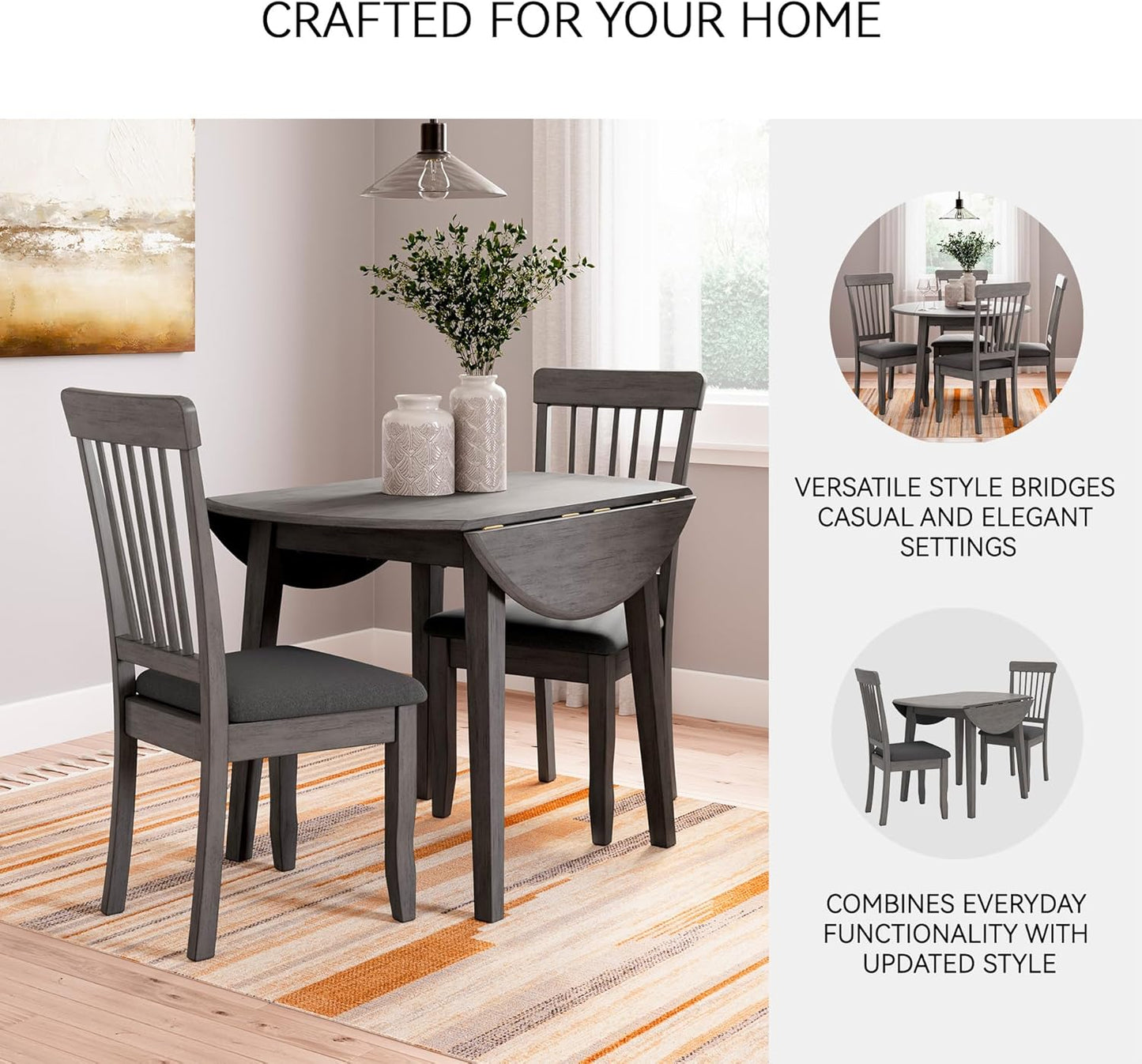 Signature Design by Ashley Shullden Casual Dining Room Side Chair with Spindle Back, 2 Count, Gray