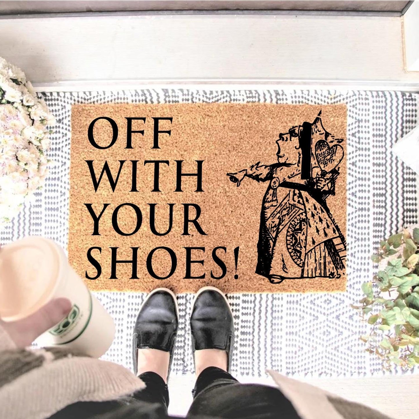 Funny Coir Doormat Off with Your Shoes Front Door Mat Entryway Outdoor Mats with Heavy Duty Front Porch Welcome Mats Entry Natural Coconut Brown Novelty Prank Gift Funny Coir Mat 23.7x15.7 inch