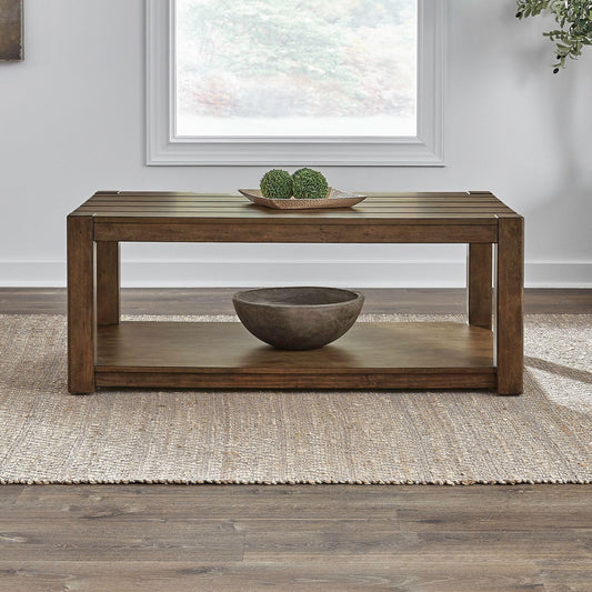 Liberty Furniture Broadmore Living Room Rectangular Cocktail Table - Cobblestone Brown