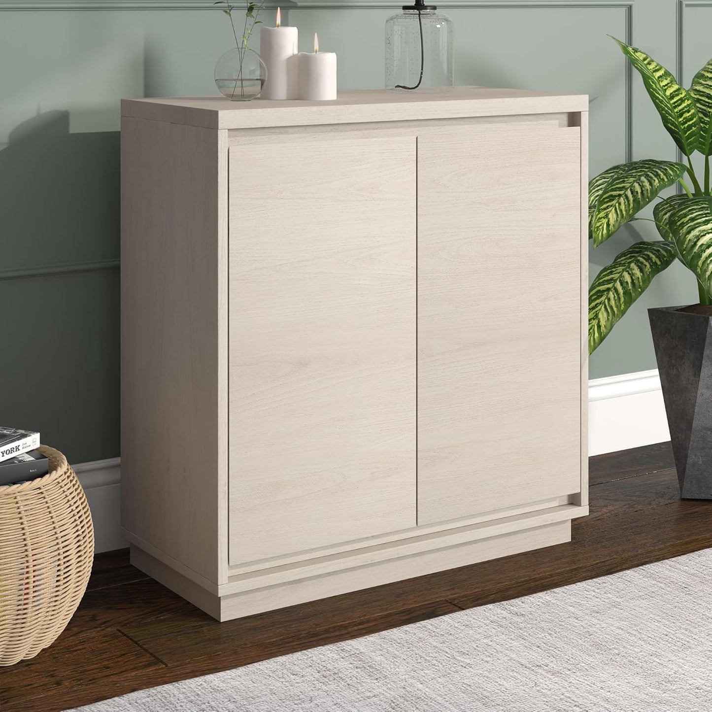 Henn&Hart Presque Accent Cabinet, 30" Wide, Alder White